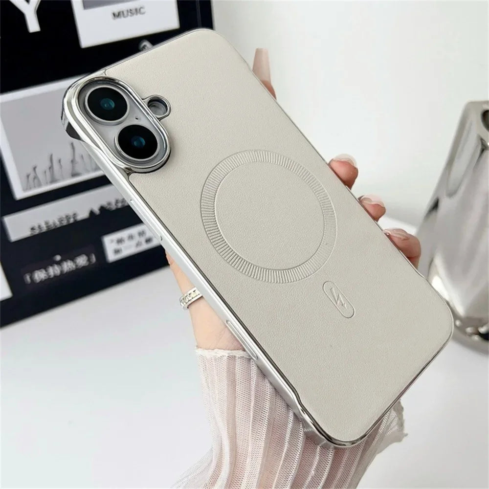 Wireless Charge Magsafe Leather Thin Borderless Case For iPhone