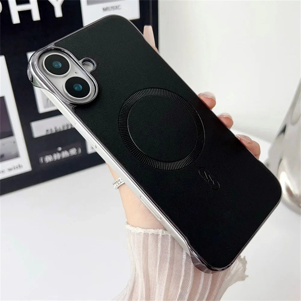 Wireless Charge Magsafe Leather Thin Borderless Case For iPhone