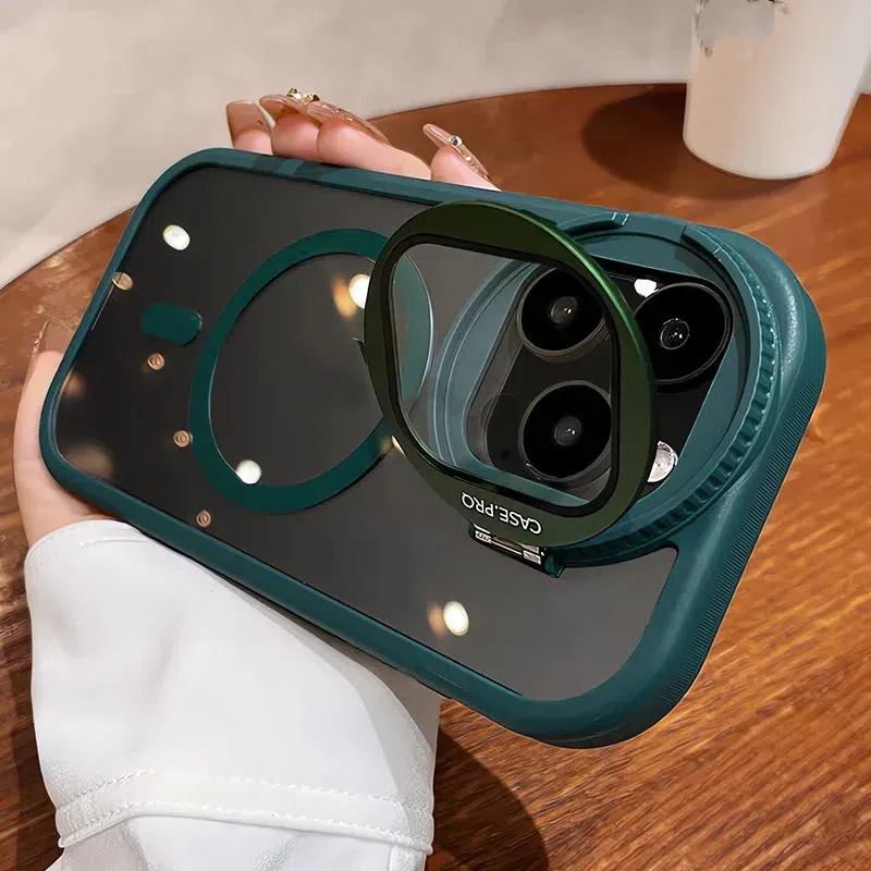 Magsafe Magnetic Camera Protection Stand Holder Clear Case For iPhone