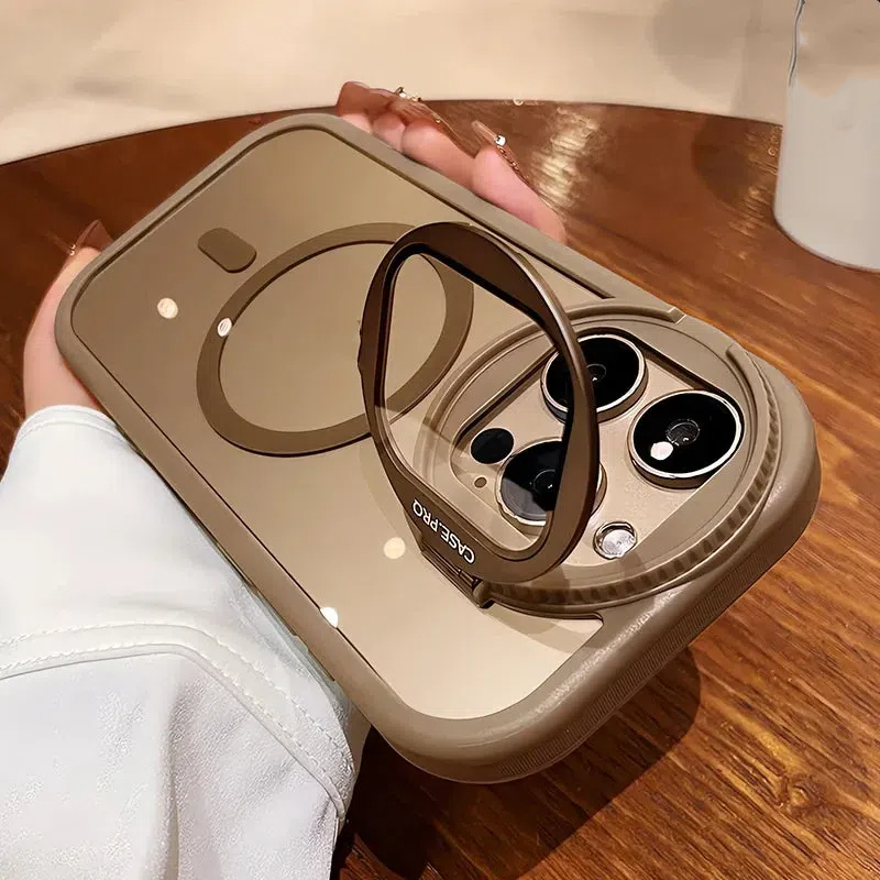 Magsafe Magnetic Camera Protection Stand Holder Clear Case For iPhone