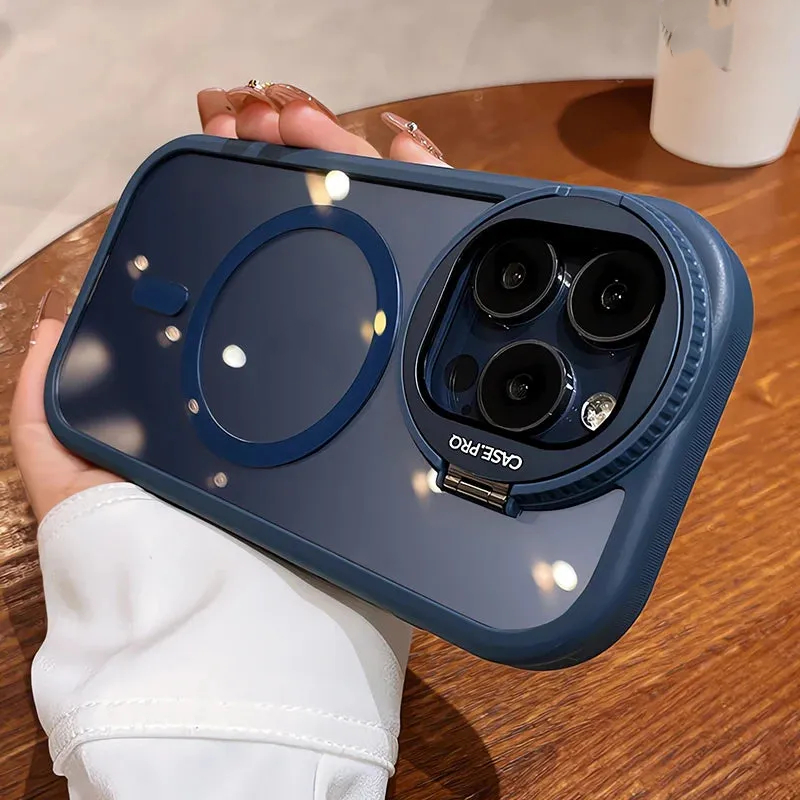 Magsafe Magnetic Camera Protection Stand Holder Clear Case For iPhone