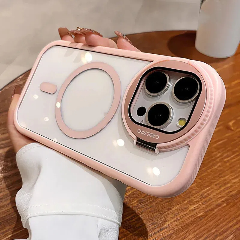 Magsafe Magnetic Camera Protection Stand Holder Clear Case For iPhone