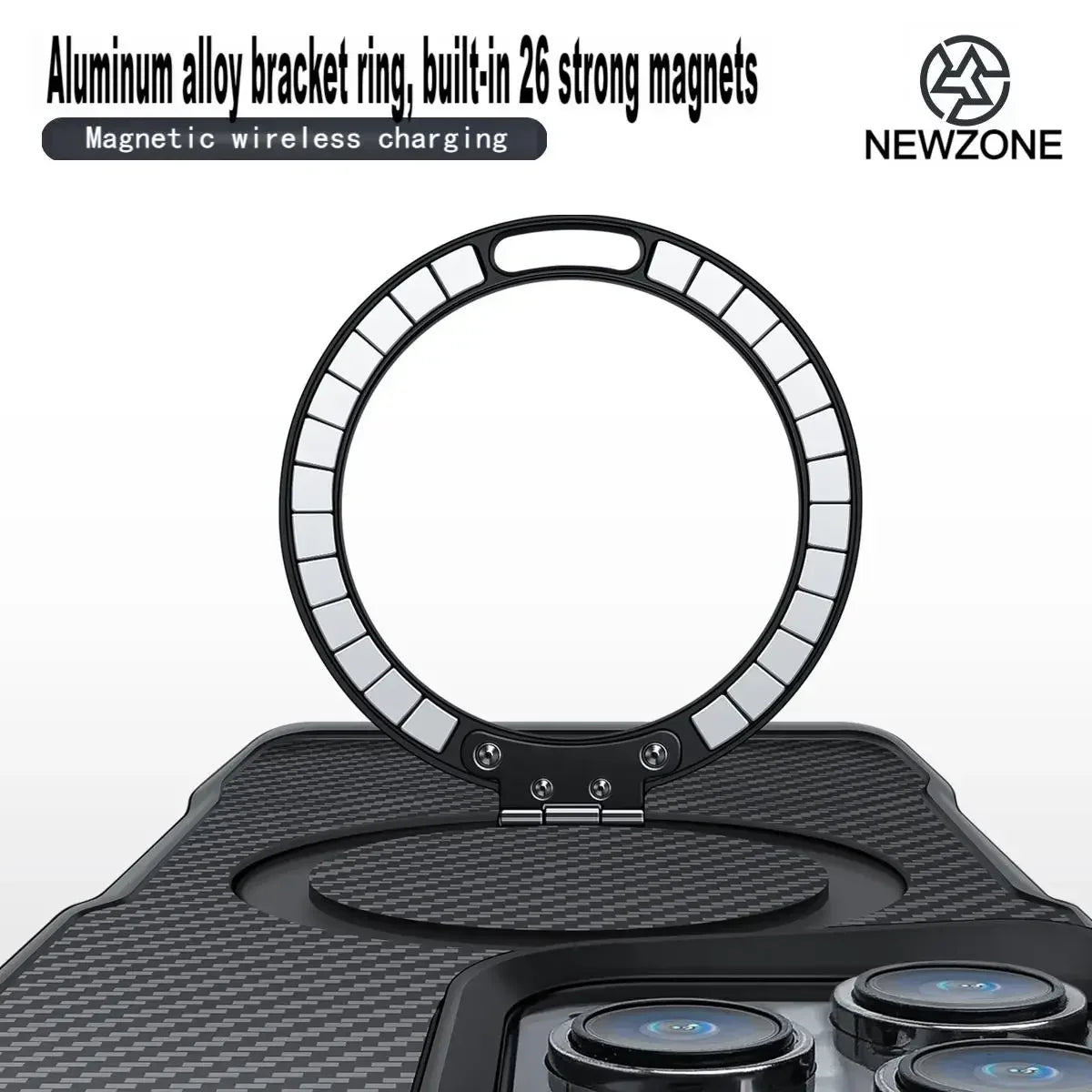 Carbon Fiber Pattern Aluminum Alloy Stand Magnetic Phone Case For Iphone