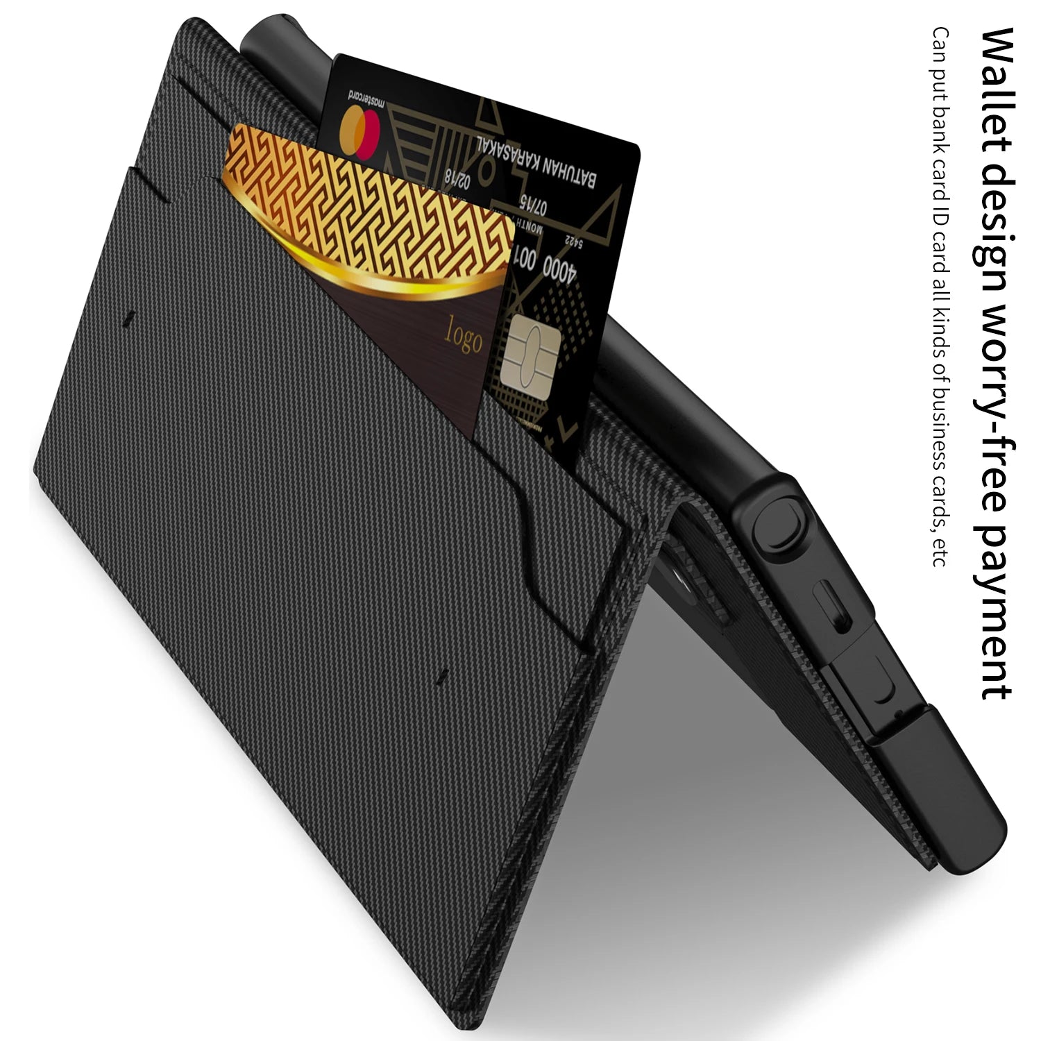 Carbon Fibre Leather Flip Wallet Phone Case For Samsung
