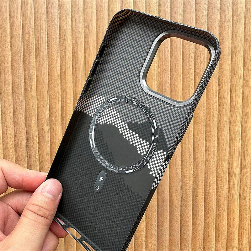 Thin Carbon Fibre Relief MagSafe Case for iPhone