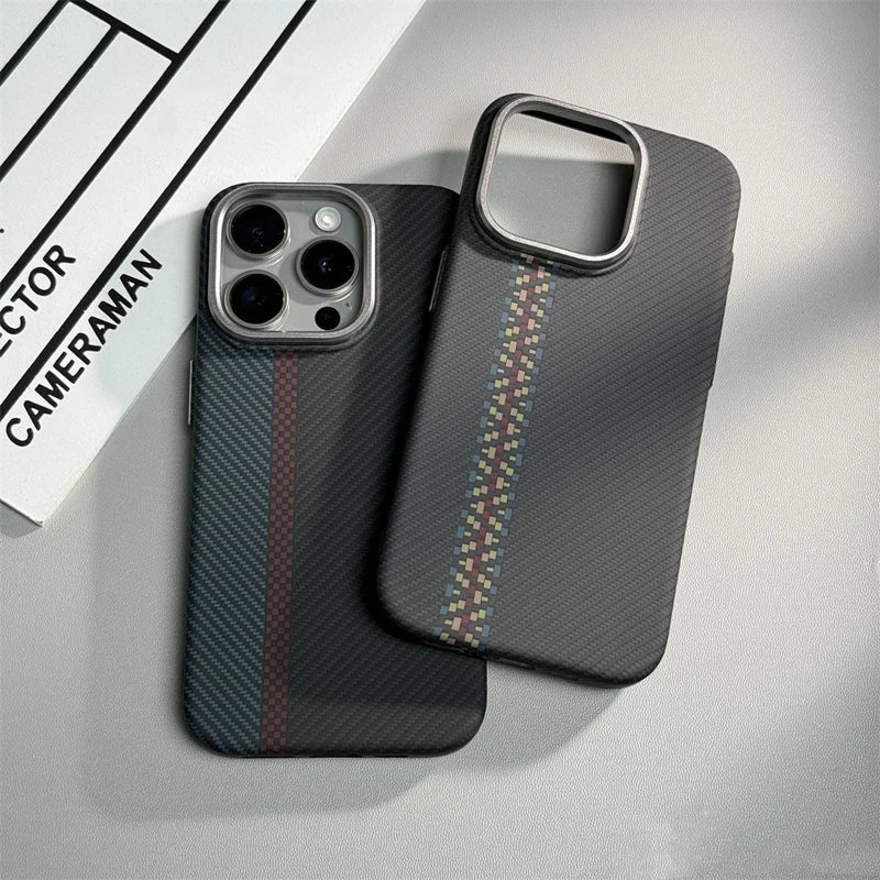 Carbon Fibre Wireless Charging MagSafe  Hard  Case for iPhone
