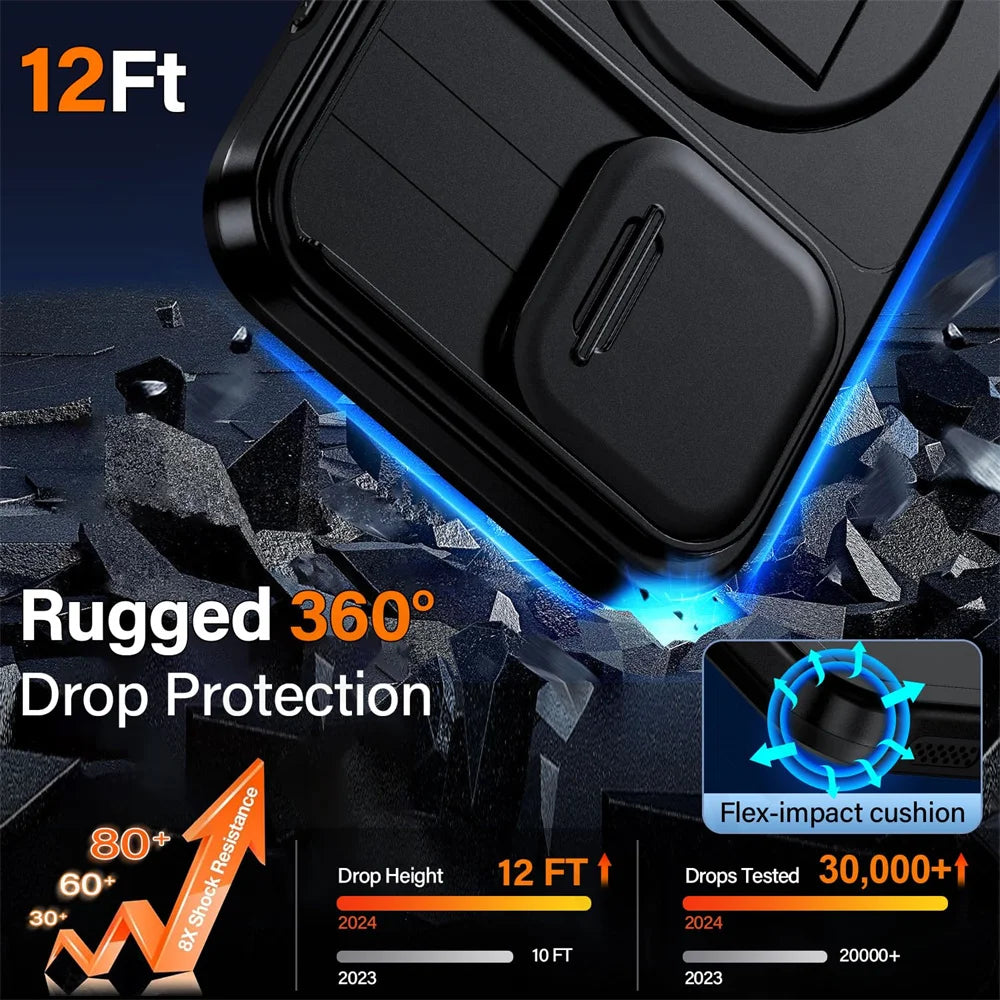 360°Rotatable Magnetic Ring Stand Shockproof Drop Protection Case For iPhone