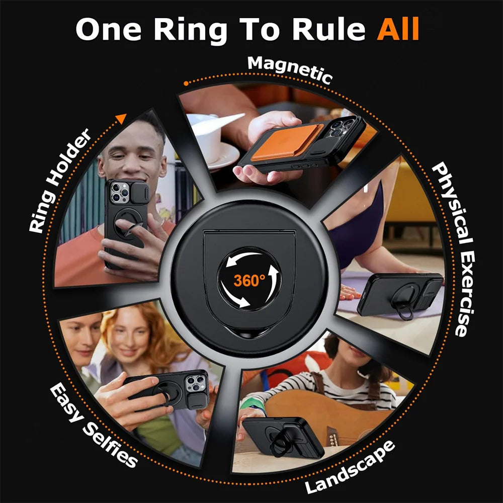360°Rotatable Magnetic Ring Stand Shockproof Drop Protection Case For iPhone