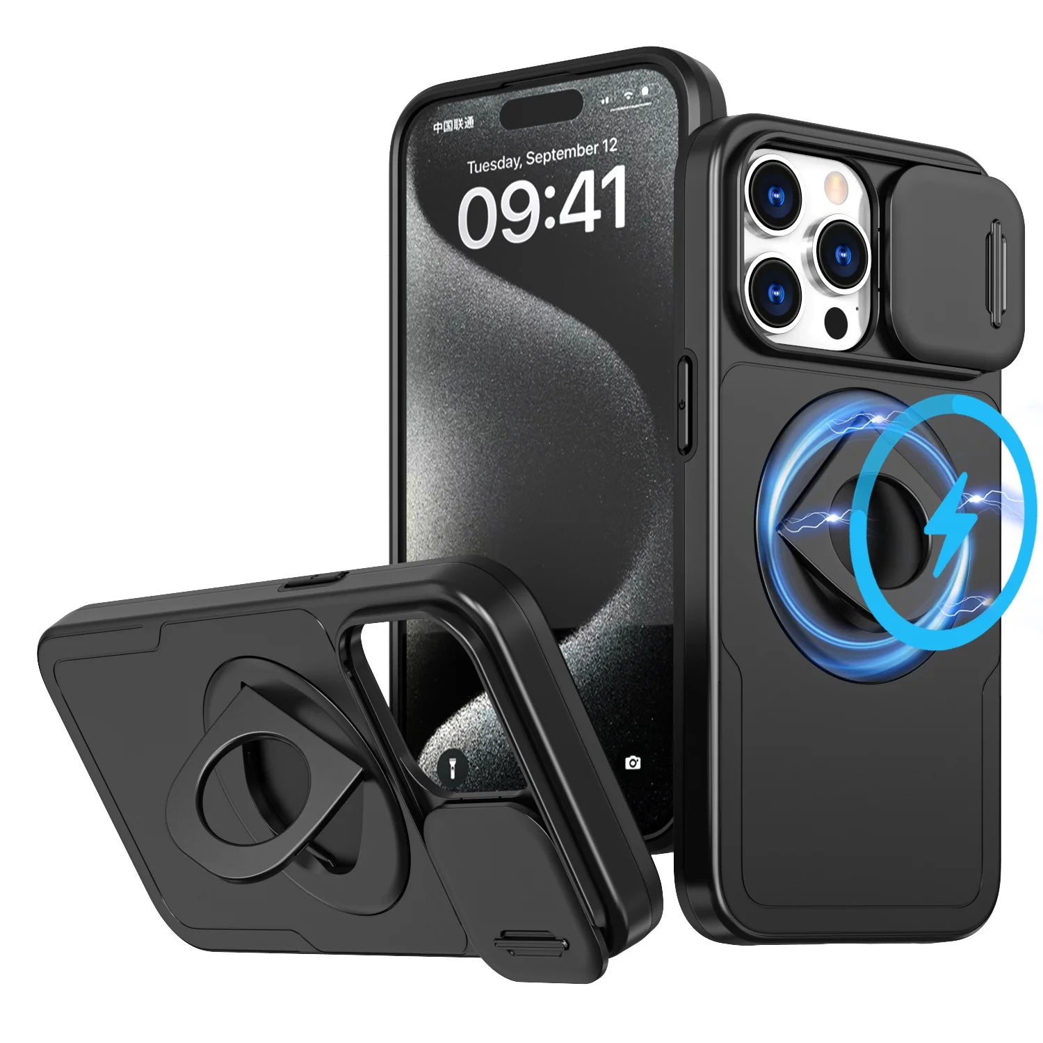 360°Rotatable Magnetic Ring Stand Shockproof Drop Protection Case For iPhone