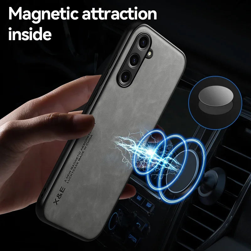 Luxury Leather Magnetic Case for Samsung
