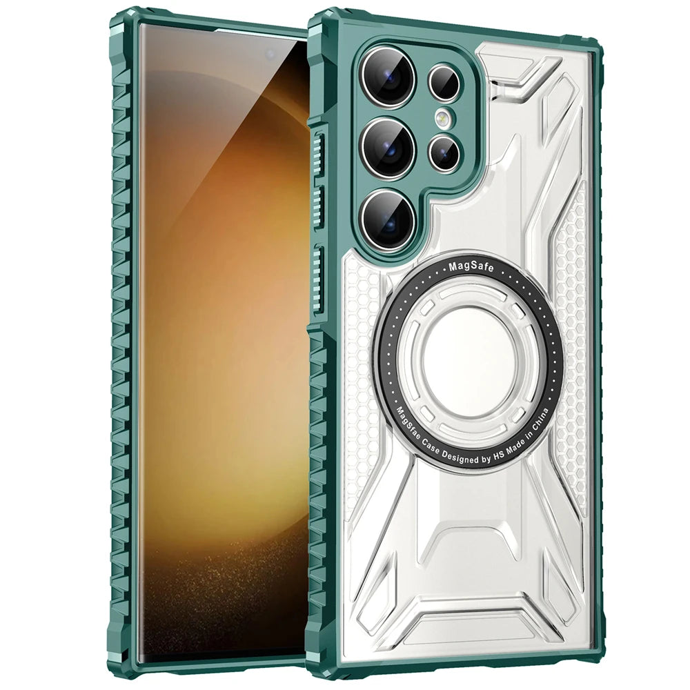 Clear Magsafe Magnetic Wireless Charging Shockproof Case For Samsung