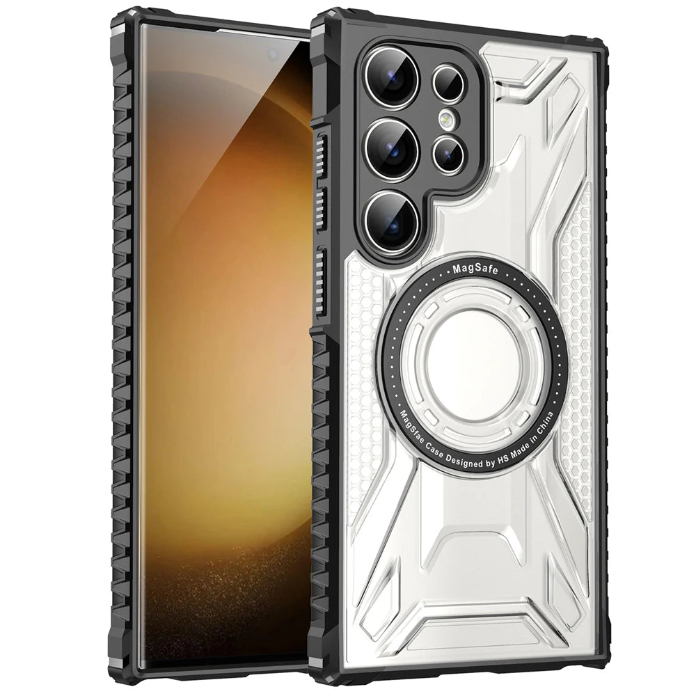 Clear Magsafe Magnetic Wireless Charging Shockproof Case For Samsung