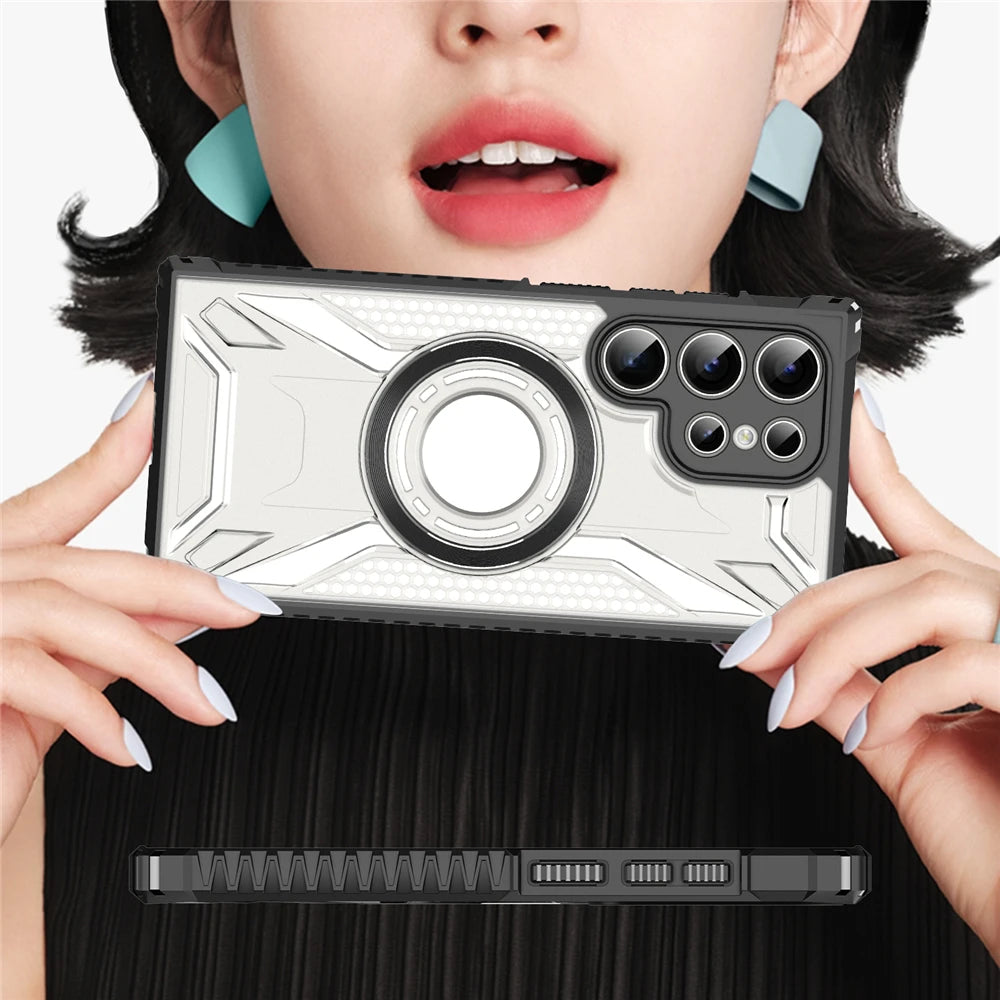 Clear Magsafe Magnetic Wireless Charging Shockproof Case For Samsung