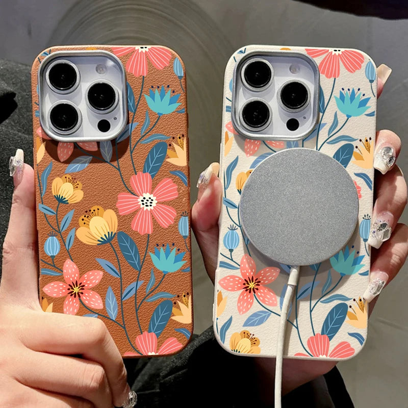 Magsafe Colorful Flower Silicone Soft Case  For iPhone