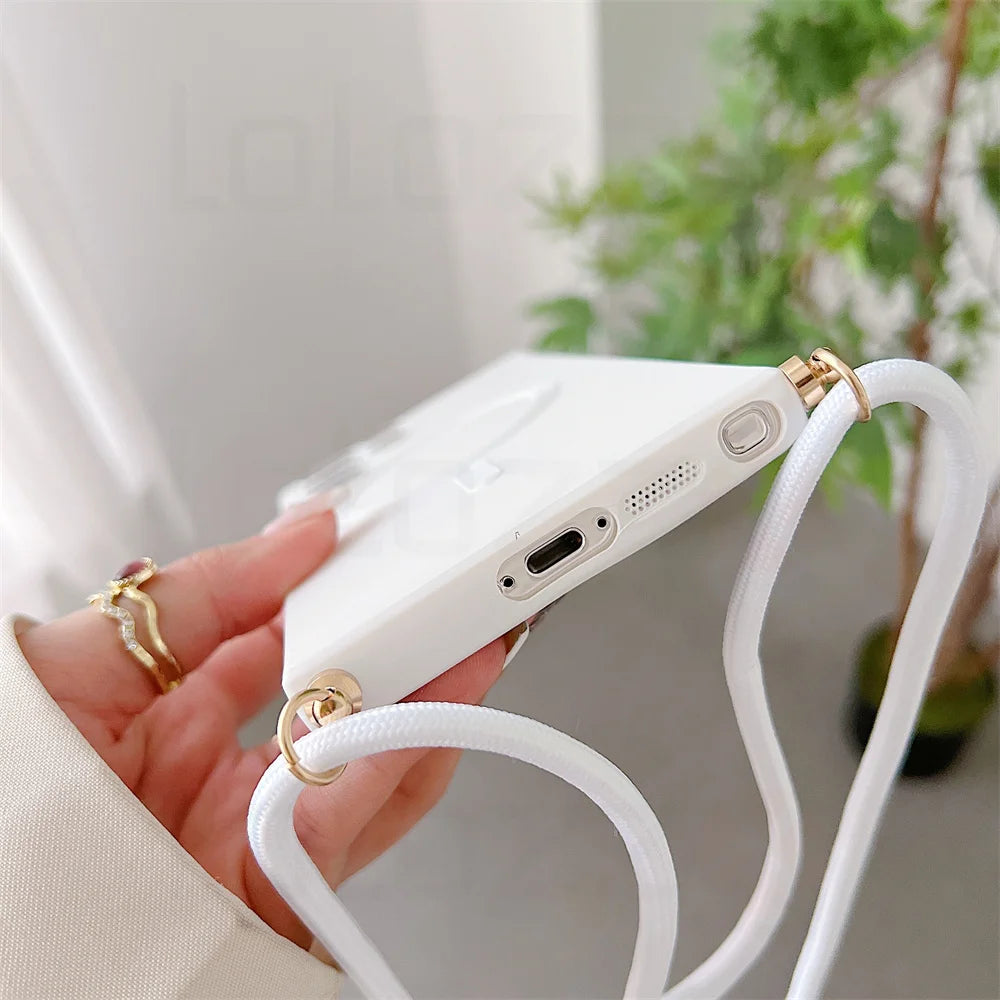 Crossbody Necklace Lanyards Soft Silicone Case For Samsung
