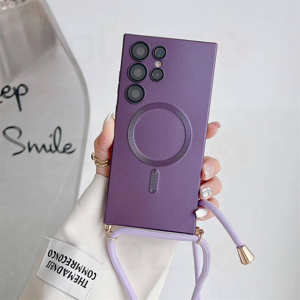 Crossbody Necklace Lanyards Soft Silicone Case For Samsung