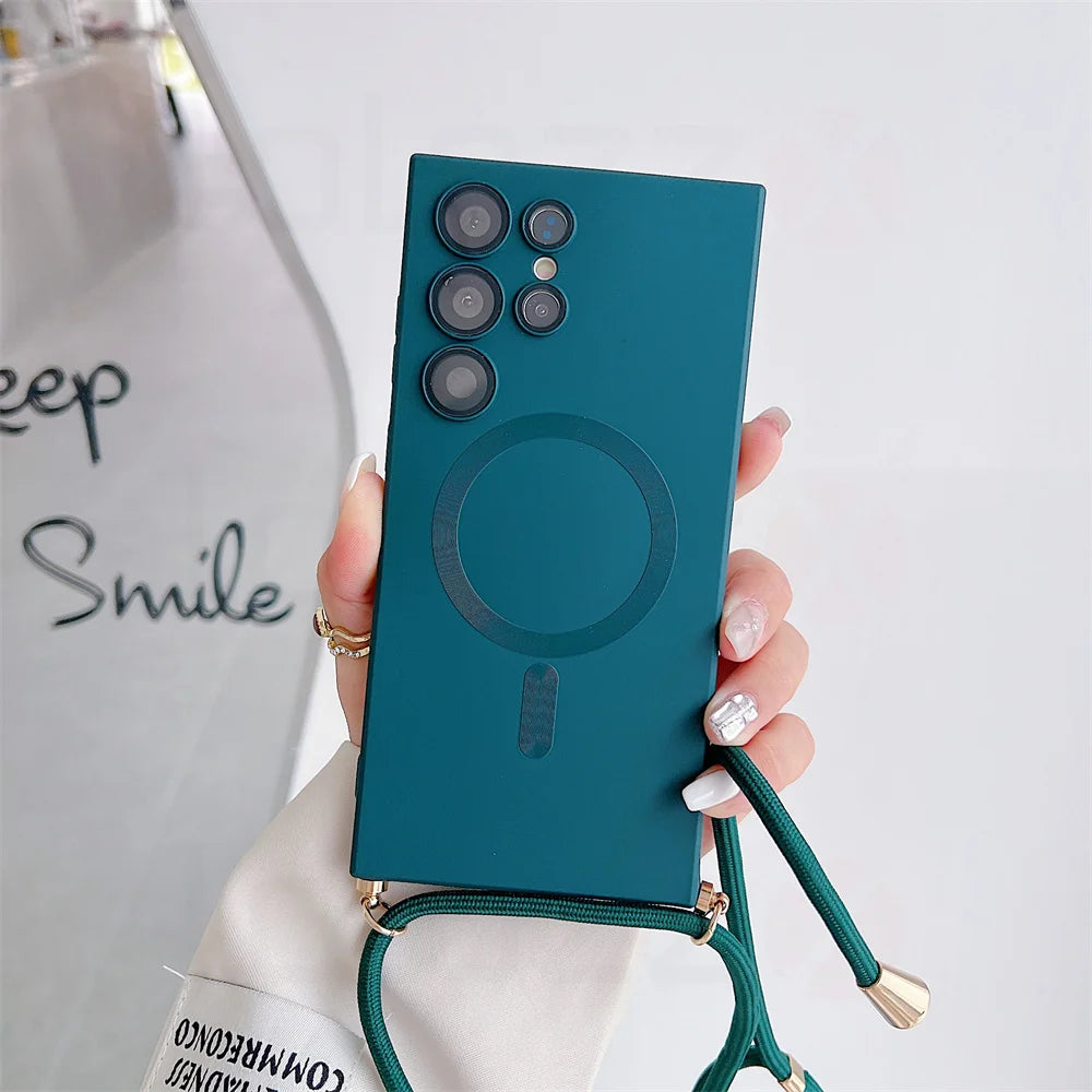 Crossbody Necklace Lanyards Soft Silicone Case For Samsung