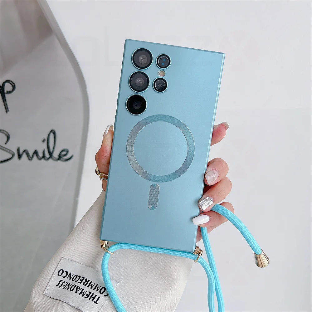 Crossbody Necklace Lanyards Soft Silicone Case For Samsung