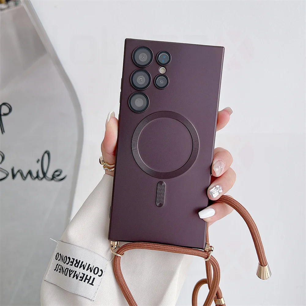 Crossbody Necklace Lanyards Soft Silicone Case For Samsung