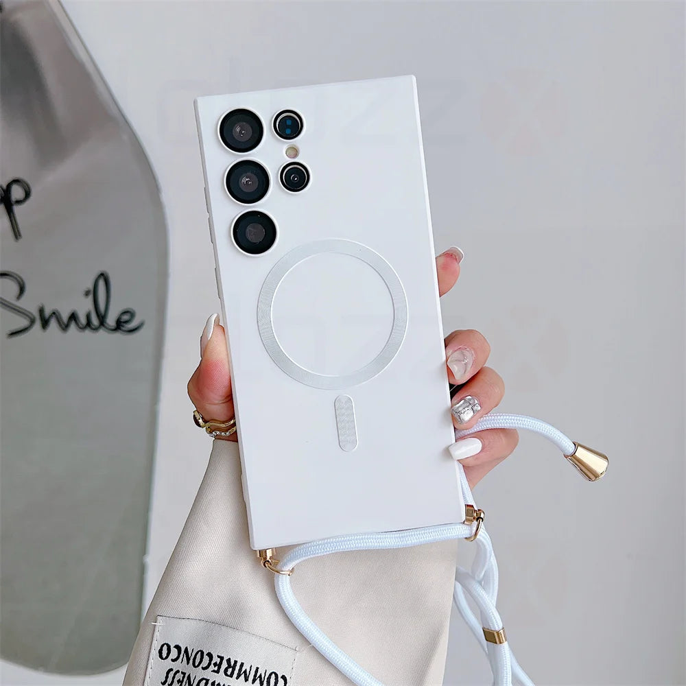 Crossbody Necklace Lanyards Soft Silicone Case For Samsung