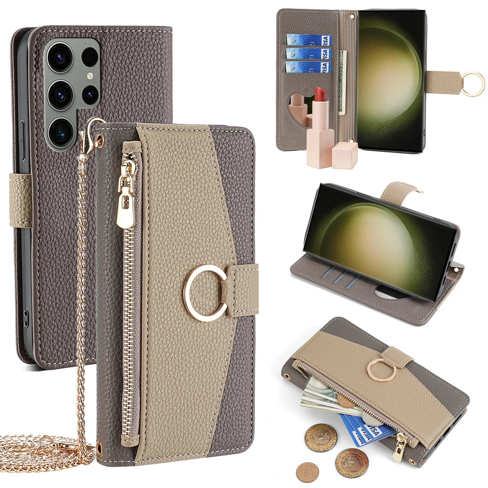 Crossbody Flip Wallet Case for Samsung