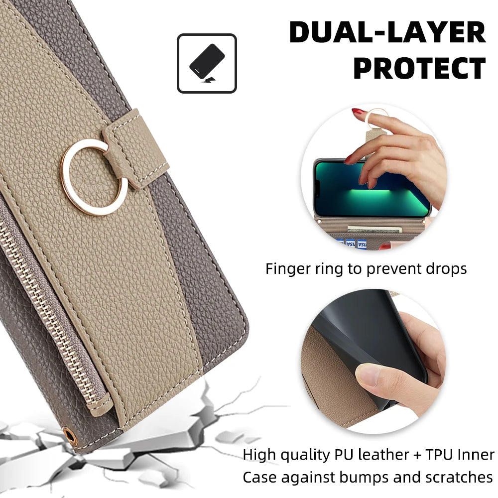 Crossbody Flip Wallet Case for Samsung