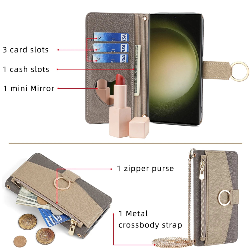 Crossbody Flip Wallet Case for Samsung