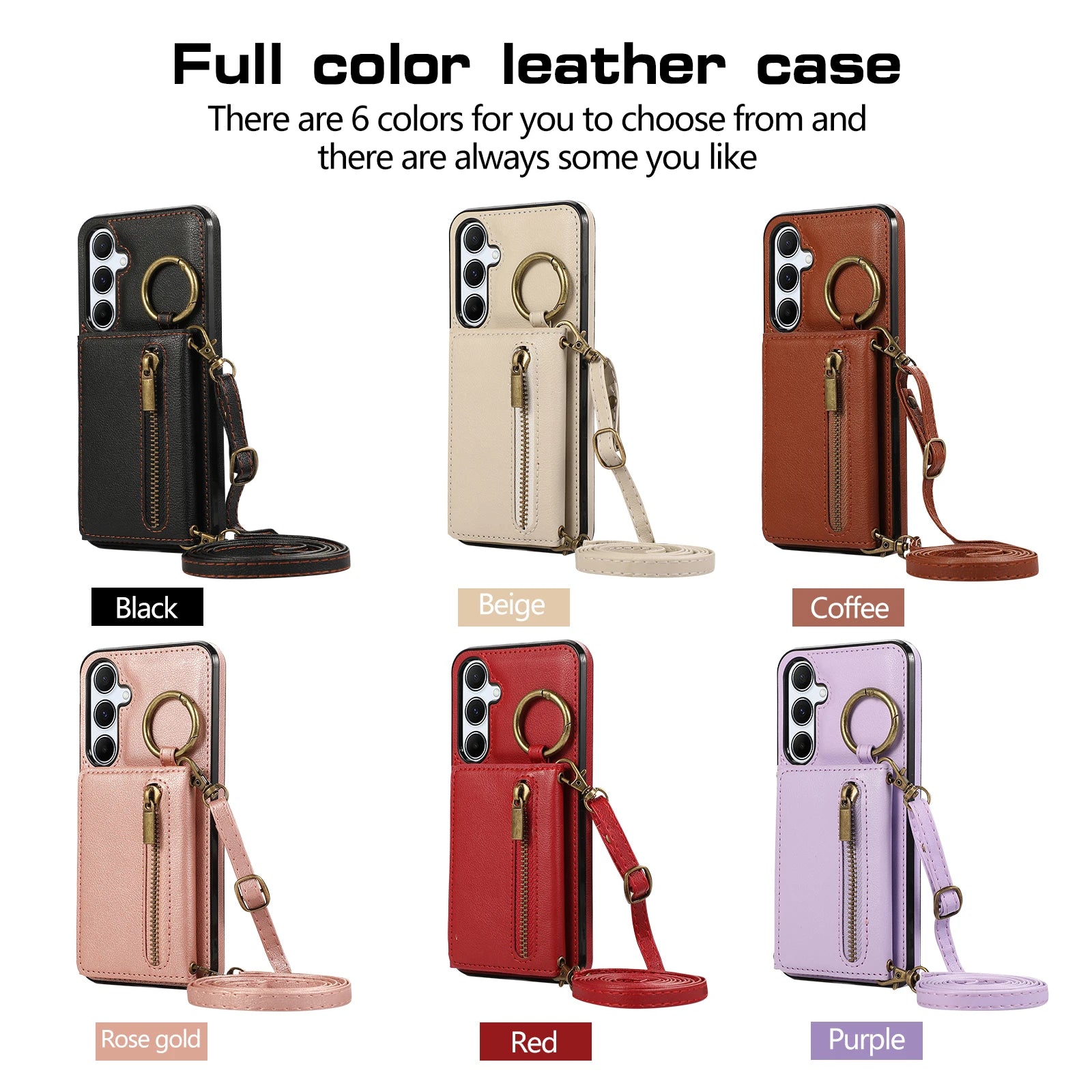 Crossbody Trifold Card Holder Wallet Leather Case for Samsung