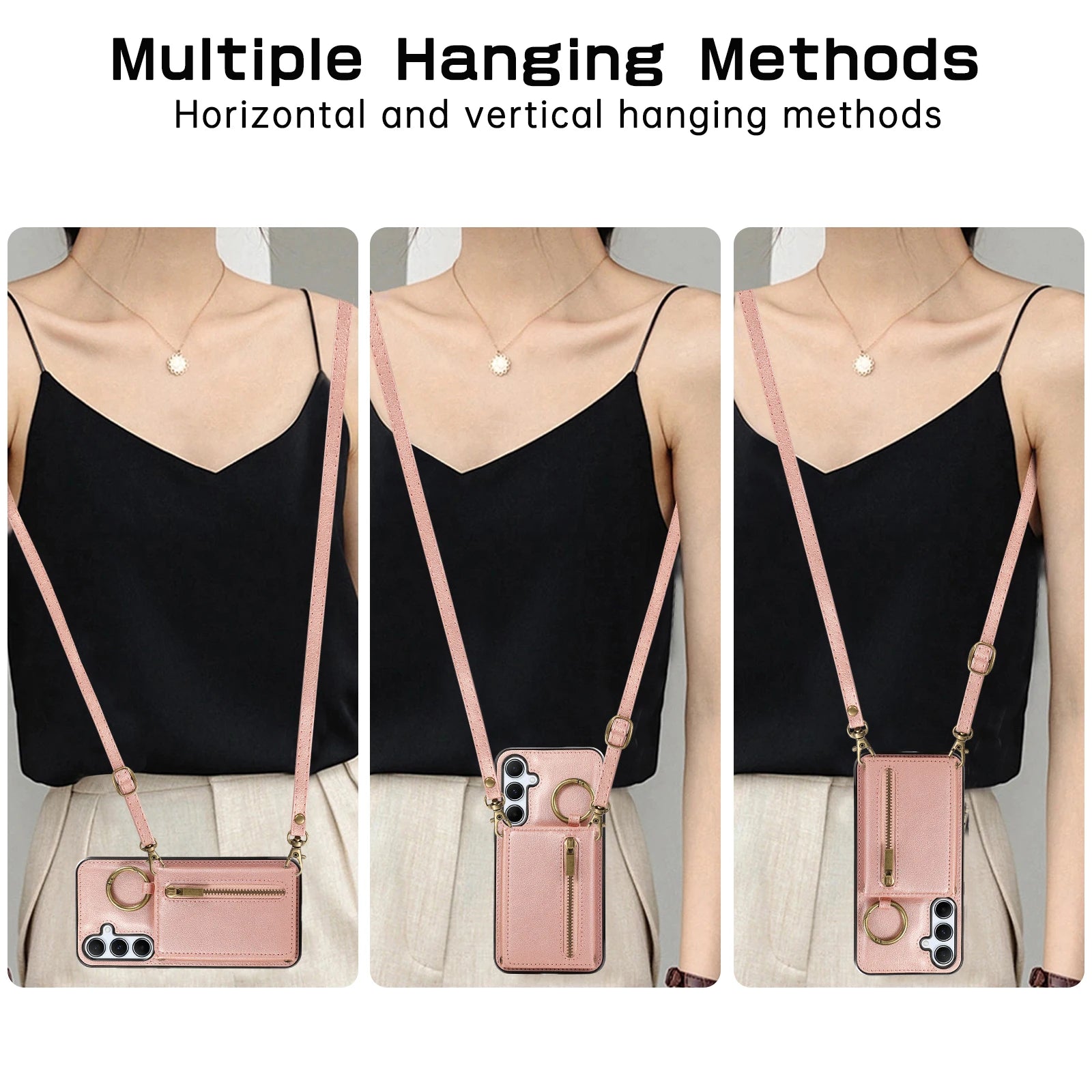 Crossbody Trifold Card Holder Wallet Leather Case for Samsung