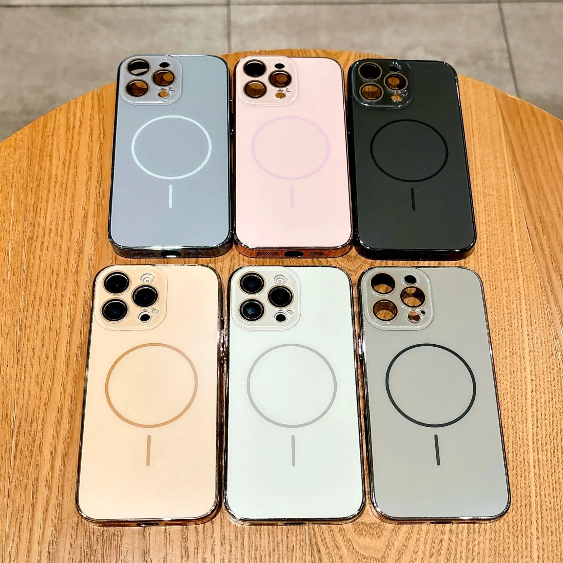 Magsafe Magnetic Crystal Glass Plating Frame Hard Case For iPhone