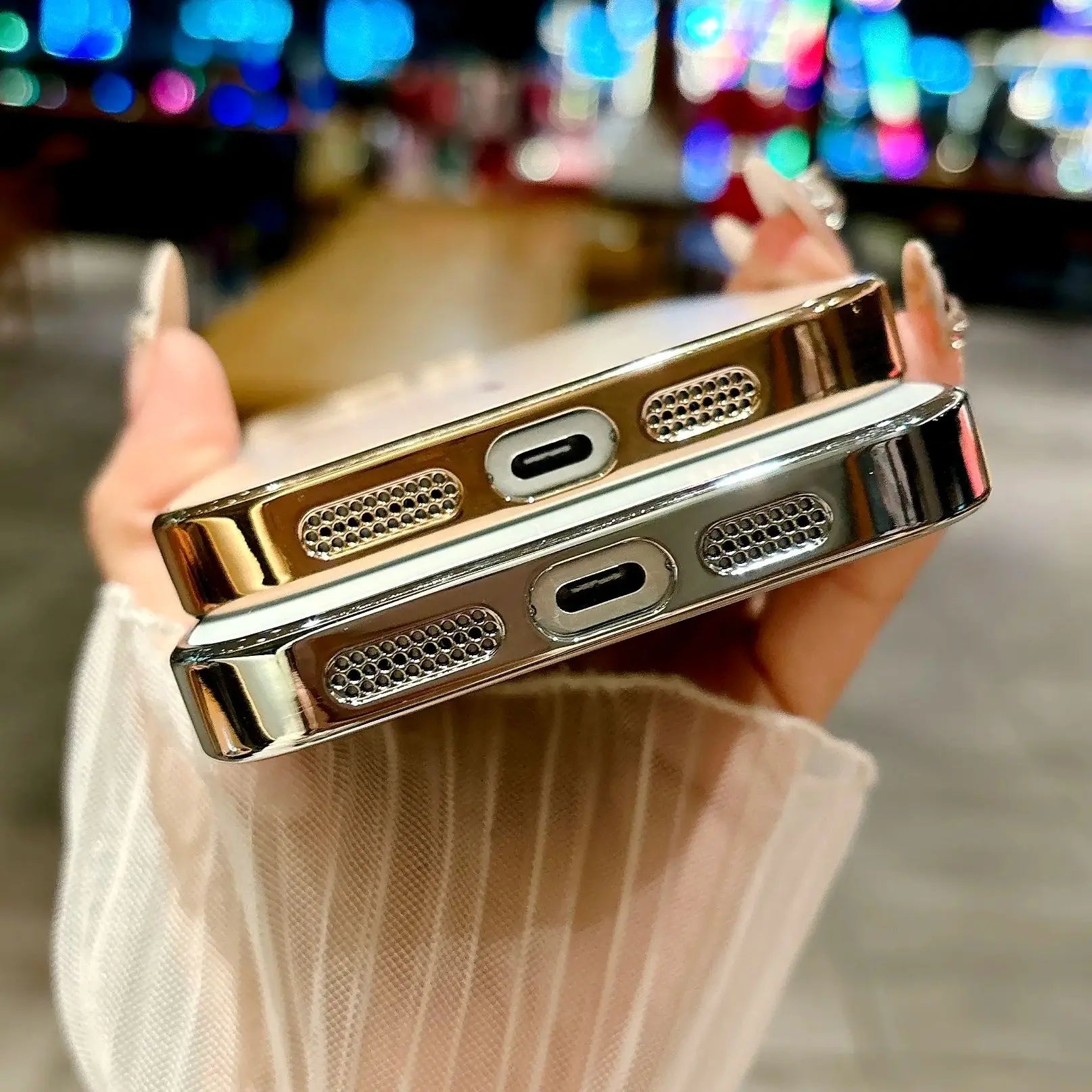 Magsafe Magnetic Crystal Glass Plating Frame Hard Case For iPhone