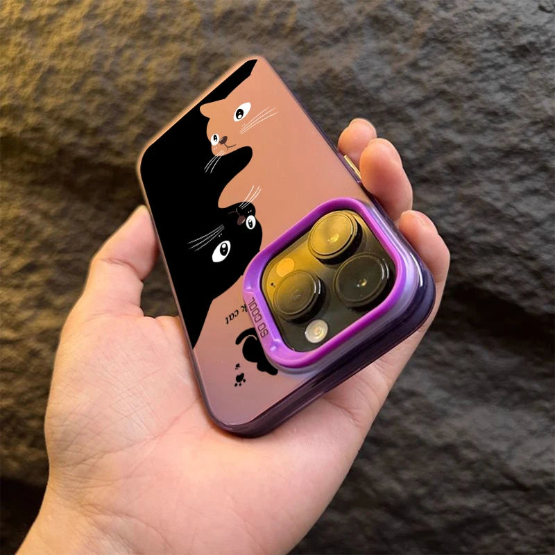 Cute Cartoon Black Cat Shockproof Silicone Soft   Phone Case For iPhone