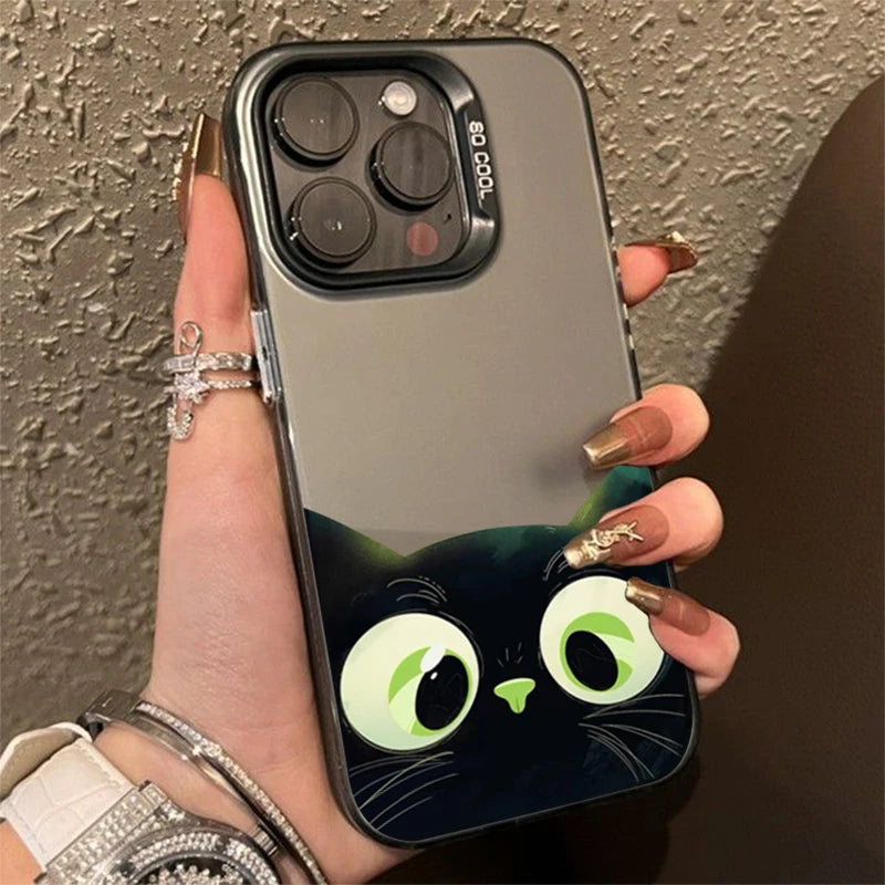 Cute Cartoon Black Cat Shockproof Silicone Soft   Phone Case For iPhone