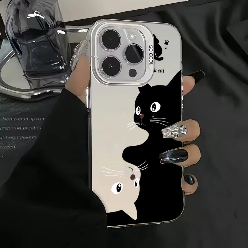 Cute Cartoon Black Cat Shockproof Silicone Soft   Phone Case For iPhone