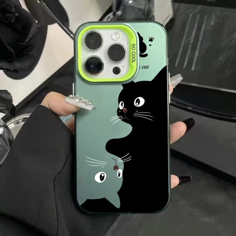 Cute Cartoon Black Cat Shockproof Silicone Soft   Phone Case For iPhone