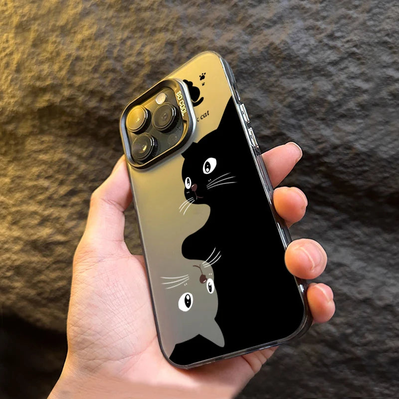 Cute Cartoon Black Cat Shockproof Silicone Soft   Phone Case For iPhone
