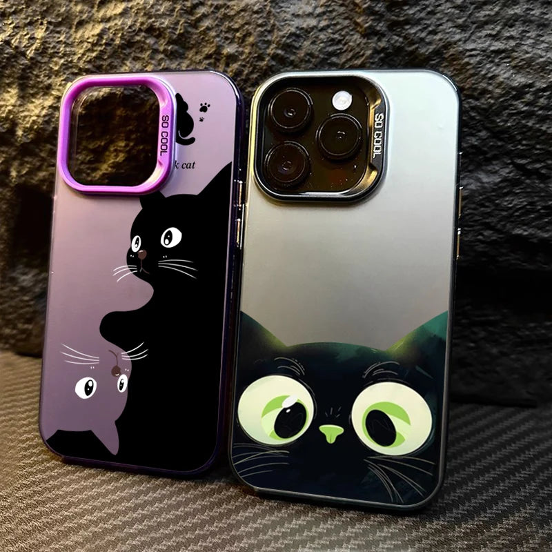 Cute Cartoon Black Cat Shockproof Silicone Soft   Phone Case For iPhone