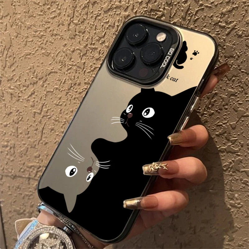 Cute Cartoon Black Cat Shockproof Silicone Soft   Phone Case For iPhone