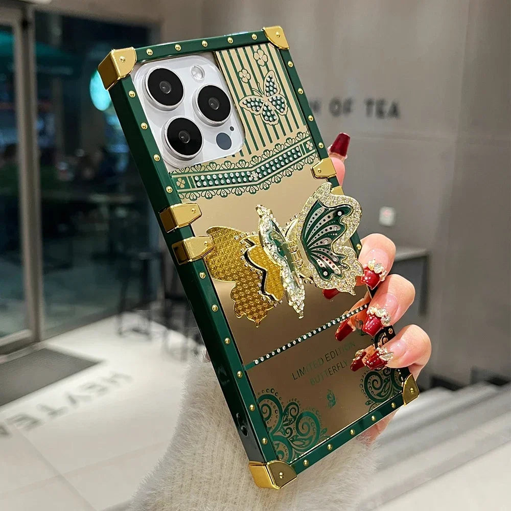 Luxury Bling Glitter Butterfly Foldable Stand Bracket Cover For iPhone