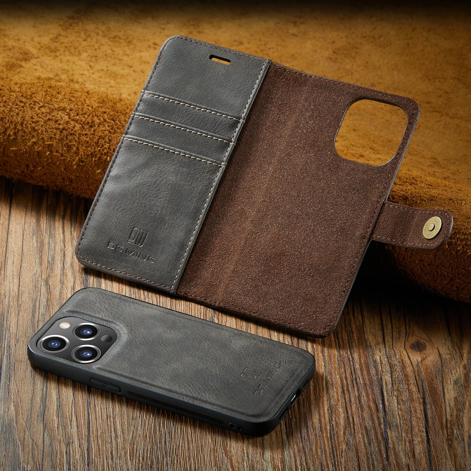 Detachable 2 Fold Wallet Leather Magnetic Flip Case for iPhone