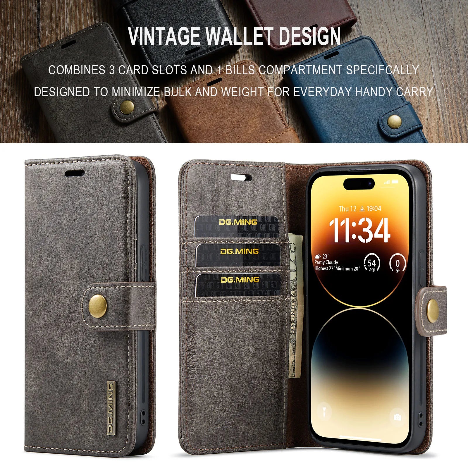 Detachable 2 Fold Wallet Leather Magnetic Flip Case for iPhone