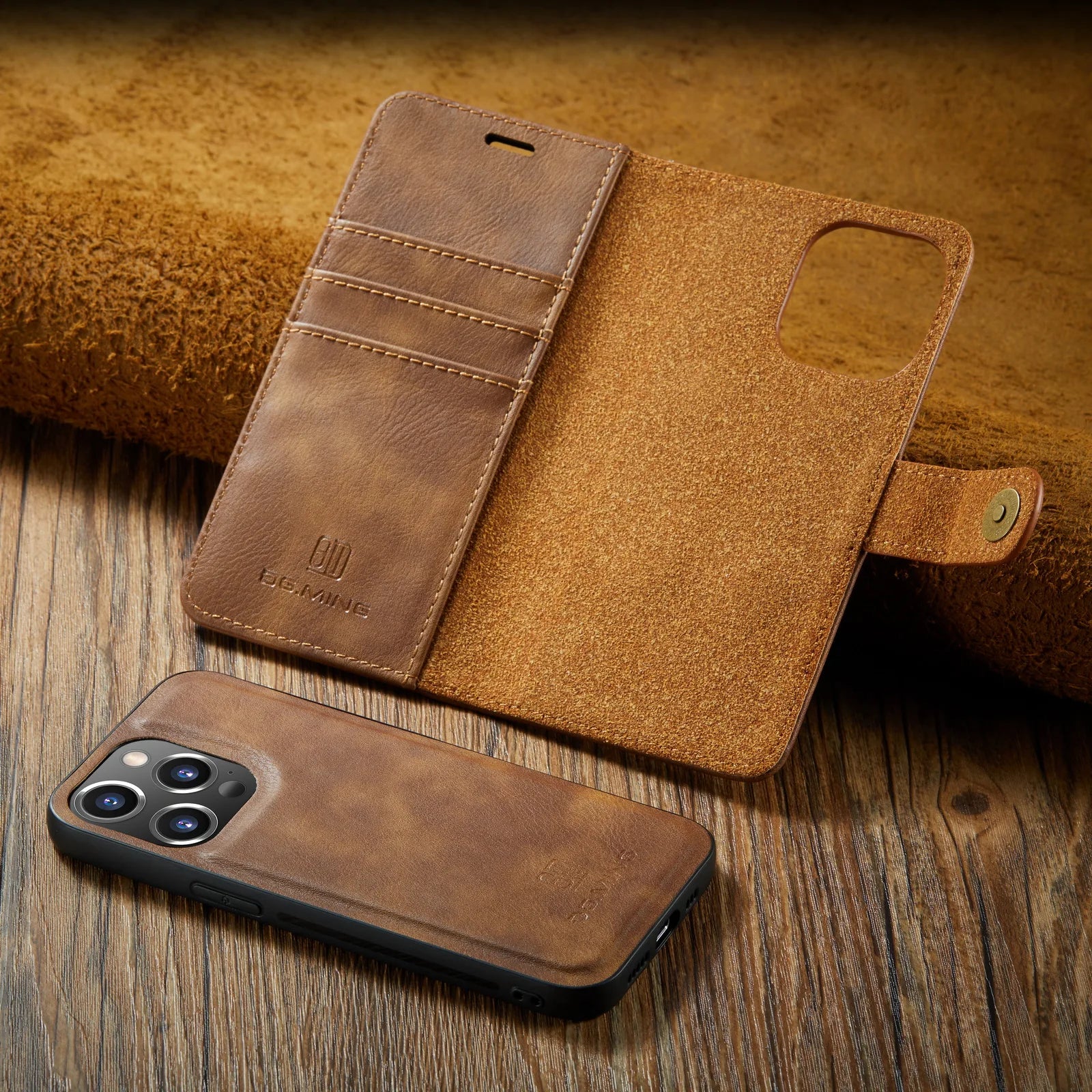 Detachable 2 Fold Wallet Leather Magnetic Flip Case for iPhone