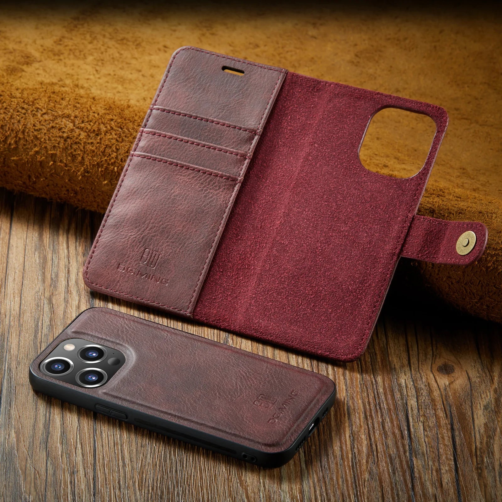 Detachable 2 Fold Wallet Leather Magnetic Flip Case for iPhone