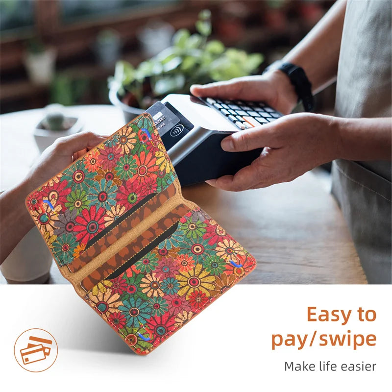 Floral Totem Cork Card Holder Case For iPhone