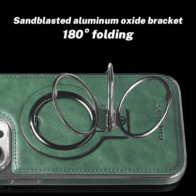 Electroplated Leather Invisible Stand  Case For iPhone