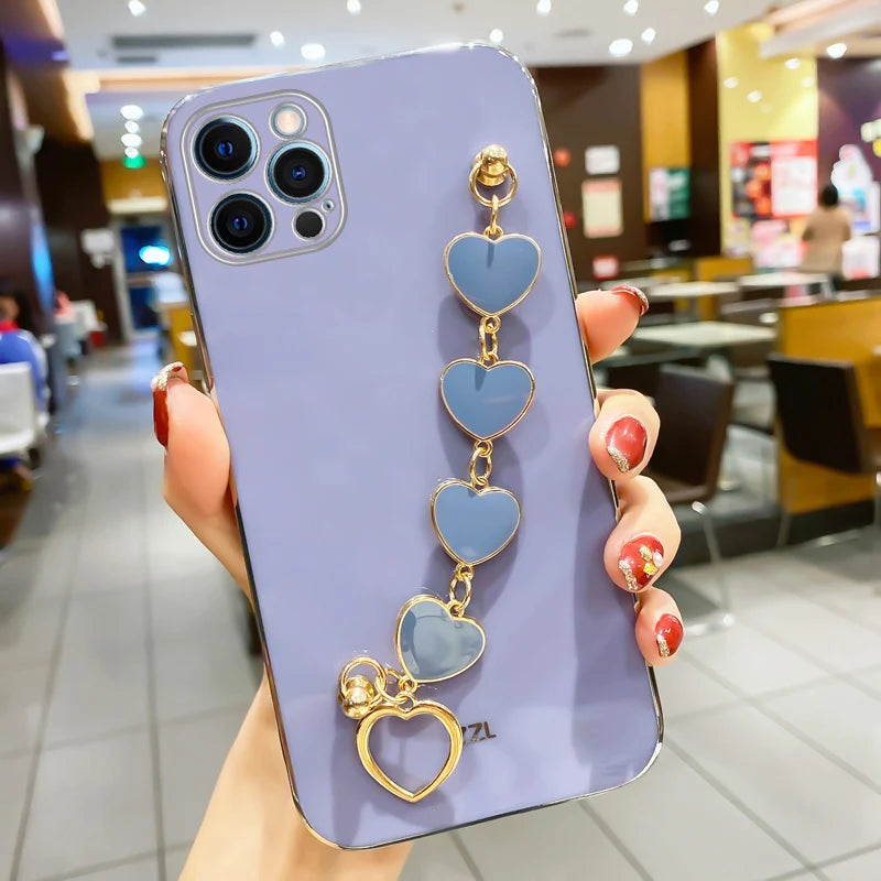 Fashion Shockproof  Love Heart Bracelet Chain  Case For iPhone