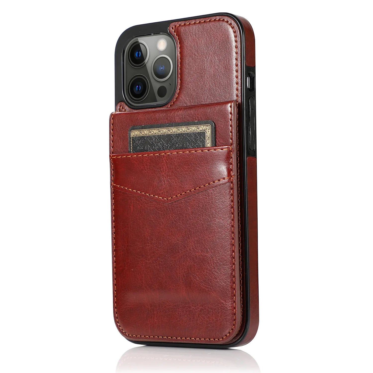 Wallet  with Credit Card Holder Kickstand Flip Leather Cover for IPhone