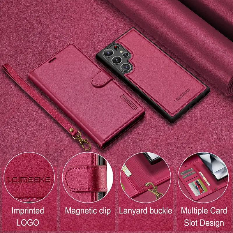 Flip Leather Wallet Card Slot Magnetic Case for Samsung