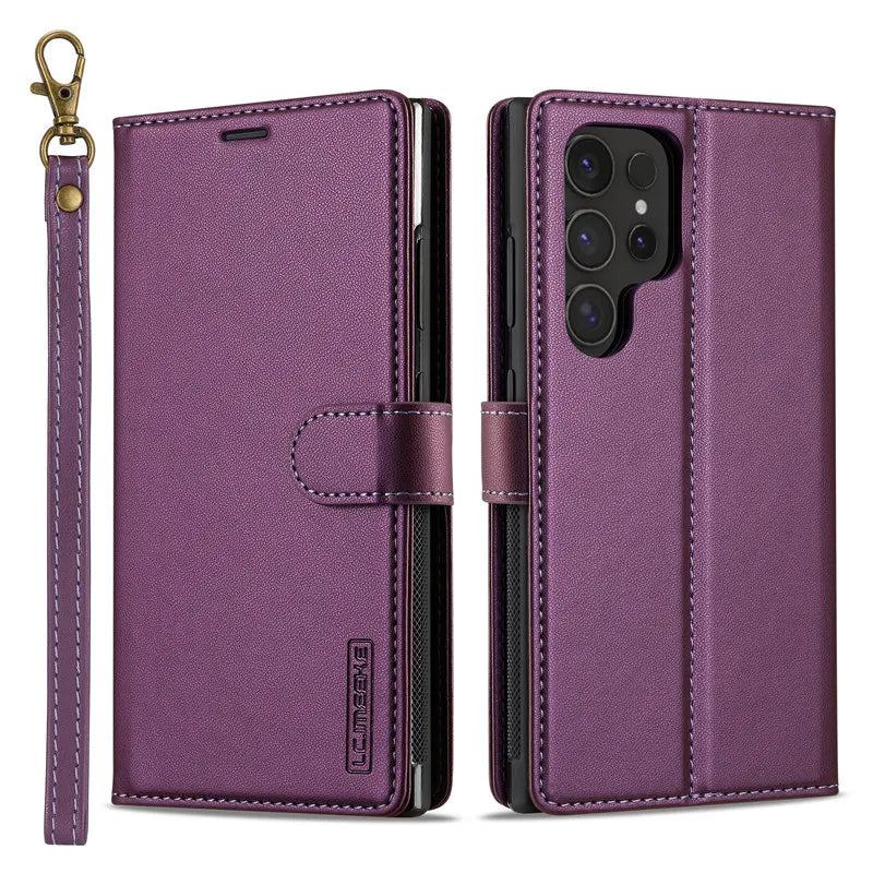 Flip Leather Wallet Card Slot Magnetic Case for Samsung