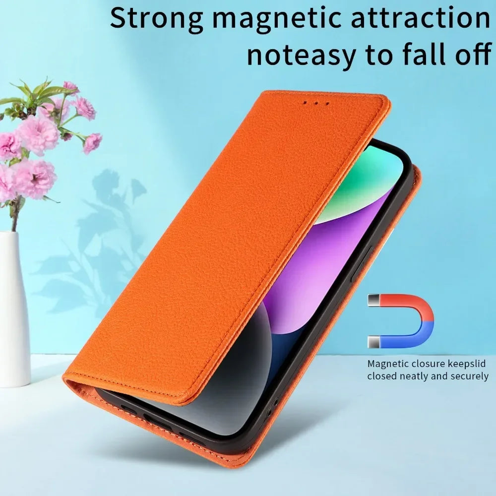 Flip Wrist Strap Card Slot Holder Leather Case for iPhone